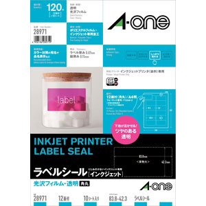 他サイト： エーワン 28971 インクジェットプリンタラベル(フィルムタイプ・10シート・120片)[28971] 返品種別Aの商品画像