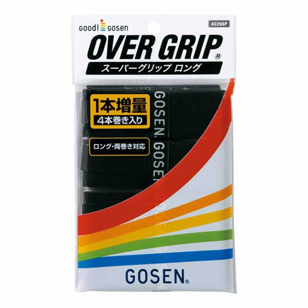他サイト： ゴーセン スーパーグリップロング 4本入り(ブラック・長さ1050mm×幅30mm×厚さ0.5mm) GOS-AC26SPBK返の商品画像