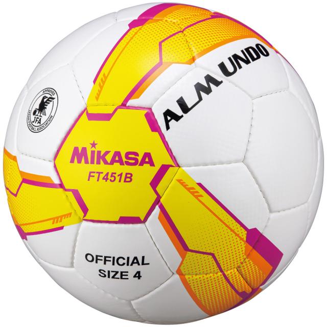 他サイト： ミカサ FT451B-YP サッカーボール 4号球 (人工皮革)MIKASA ALMUND(イエロー/ピンク)[FT451BYPの商品画像