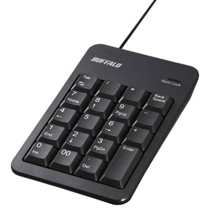他サイト： バッファロー BSTKH100BK 有線テンキーボード Tabキー USBハブ付き(ブラック)[BSTKH100BK] 返品種別の商品画像