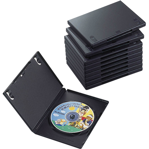 他サイト： エレコム CCD-DVD03BK DVDトールケース、1枚収納、10個入(ブラック)[CCDDVD03BK] 返品種別Aの商品画像