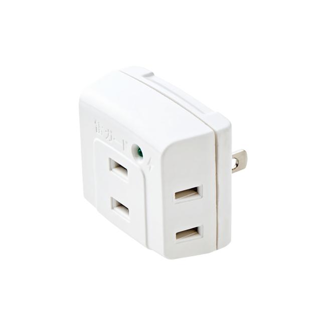 他サイト： エレコム T-KTR01WH トリプルタップ 2ピン 3個口 雷ガード(ホワイト)ELECOM[TKTR01WH] 返品種別Aの商品画像