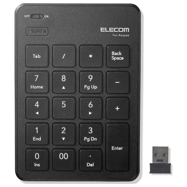 他サイト： エレコム TK-TDP019BK 2.4GHzワイヤレス 薄型テンキーパッド(ブラック)[TKTDP019BK] 返品種別Aの商品画像