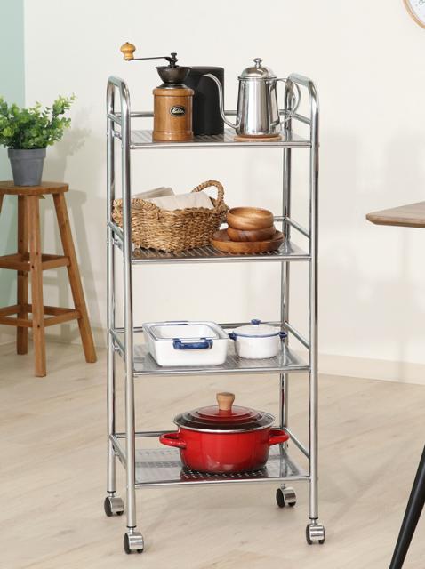 他サイト： 不二貿易 93399 マルチワゴン4段(クロム・幅40×奥行32×高さ97.5cm)1664K(J164Q4)[93399フジボの商品画像