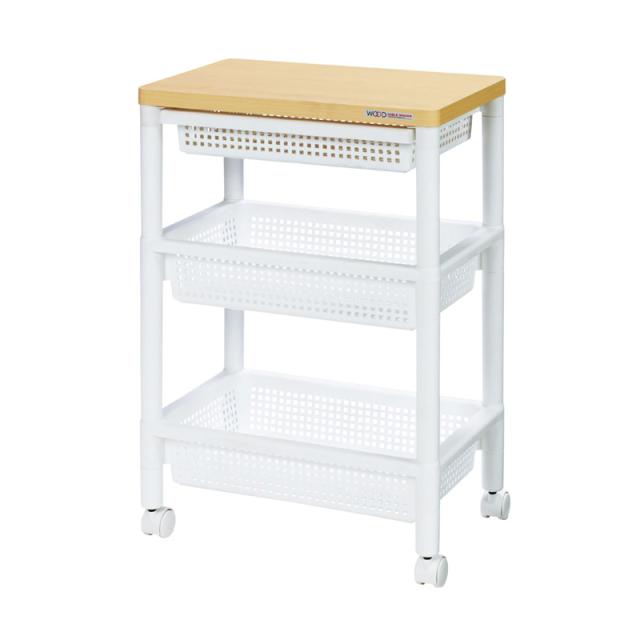 他サイト： 不動技研 F-2491WH ウッドテーブルワゴンWTW-3H[F2491WHフドウ] 返品種別Aの商品画像