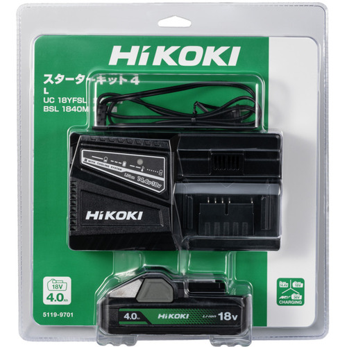 他サイト： HiKOKI UC18YFSL(L) 充電器スターターキット4 (バッテリーBSL1840M・充電器UC18YFSL)ハイコーキの商品画像