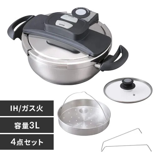 他サイト： アイリスオーヤマ RAN-3L 【IH対応】 両手圧力鍋 3L 22cm[RAN3Lアイリス] 返品種別Aの商品画像