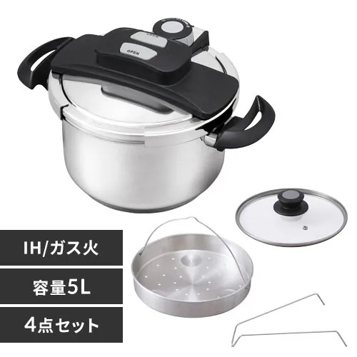 他サイト： アイリスオーヤマ RAN-5L(アイリス) 【IH対応】 両手圧力鍋 5L 22cm[RAN5Lアイリス] 返品種別Aの商品画像