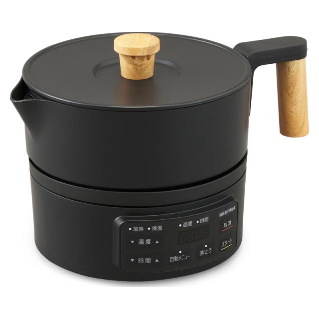 他サイト： アイリスオーヤマ ICK-M1200-B クッキングケトル 1.0L ブラックIRIS OHYAMA[ICKM1200B] 返品の商品画像