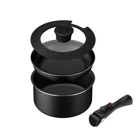 他サイト： アイリスオーヤマ 【IH対応】コンパクト鍋・フライパンセット 4点セット ブラック IRIS OHYAMA CPPF-4Sブラツの商品画像