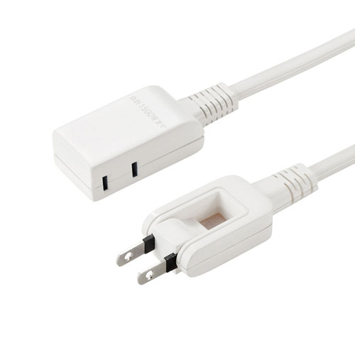 他サイト： サンワサプライ TAP-M602W マイクロ電源タップ(収納式スイングプラグ・2個口・0.2m・ホワイト)[TAPM602W] の商品画像
