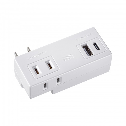 他サイト： サンワサプライ TAP-MUC1AC2W モバイルタップ(AC×2個口+USB-A×1+Type-C×1)[TAPMUC1AC2の商品画像