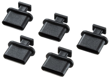 他サイト： サンワサプライ TK-CAP8BK タイプC コネクタキャップ 5個入り(ブラック)SANWA SUPPLY[TKCAP8BK]の商品画像
