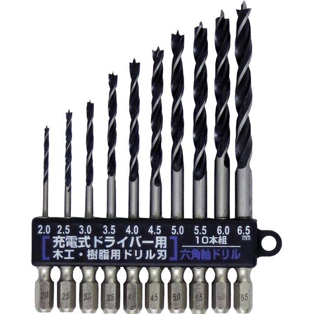 他サイト： SUN UP 23437 木工・樹脂用 六角軸ドリル 10PC[23437KNY] 返品種別Bの商品画像