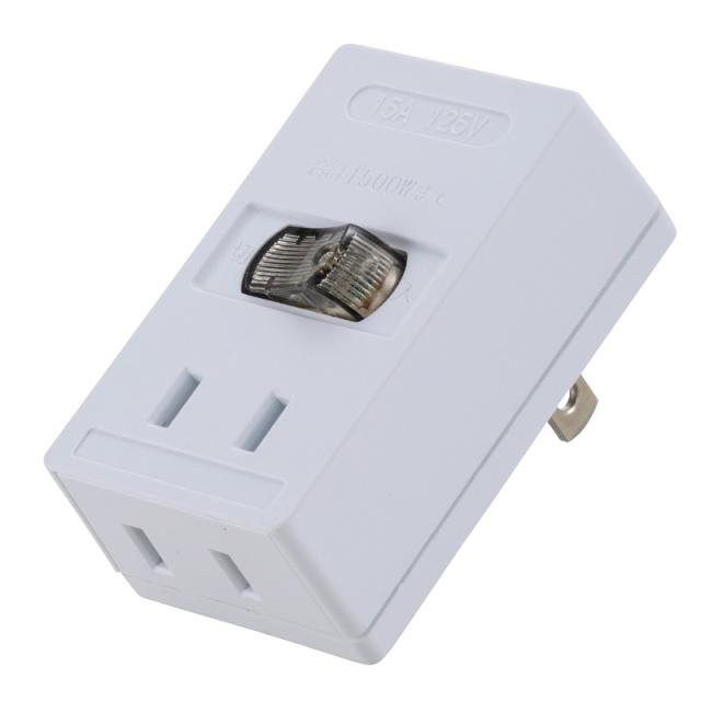 他サイト： オーム HS-TMP2A2-W LEDスイッチ付タップ(2個口 直付式)ホワイトOHM[HSTMP2A2W] 返品種別Aの商品画像