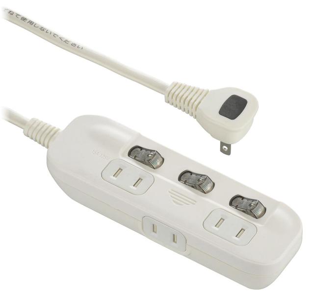 他サイト： オーム HS-TP32ADW22 電源タップ 交互コンセント(3個口・2m)OHM 00-1652[HSTP32ADW22] 返の商品画像