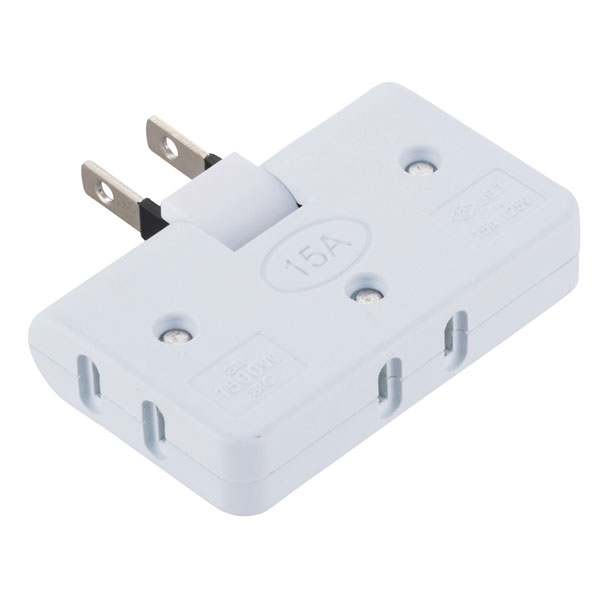 他サイト： オーム HS-TM3FA1-W コーナータップ(3個口)ホワイトOHM[HSTM3FA1W] 返品種別Aの商品画像