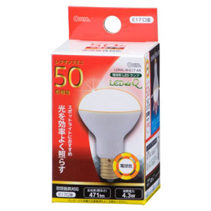 他サイト： オーム LDR4L-W-E17 A9 LED電球 ミニレフ形 471lm(電球色相当)OHM LED de Q[LDR4LWE1の商品画像
