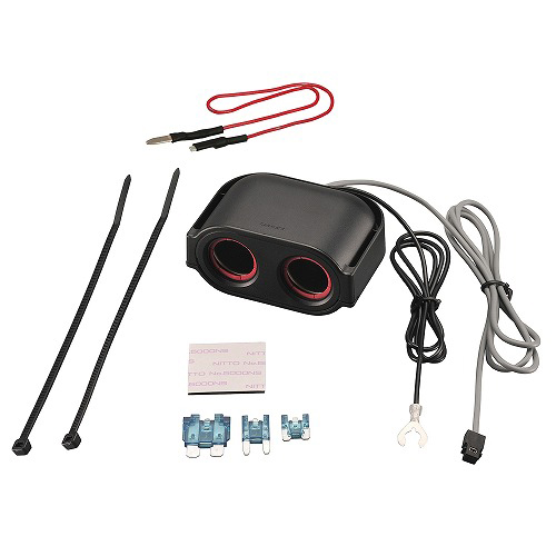 他サイト： カーメイト CZ483 ヒューズ電源 増設ソケット ドライブレコーダー用 2連(ブラック)[CZ483] 返品種別Aの商品画像