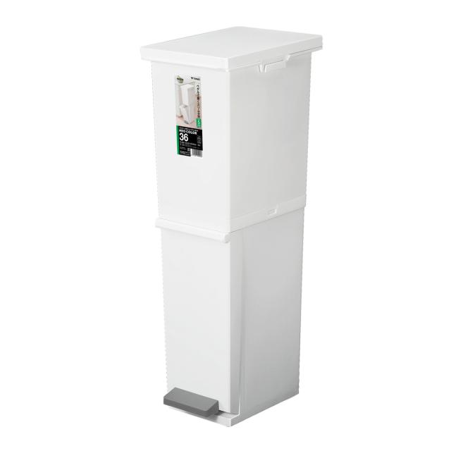他サイト： 新輝合成 435024 ゴミ箱 トンボ 36L 2段 ネオカラー分別スリムペダル ホワイト[435024シンキゴウセイ] 返品種の商品画像