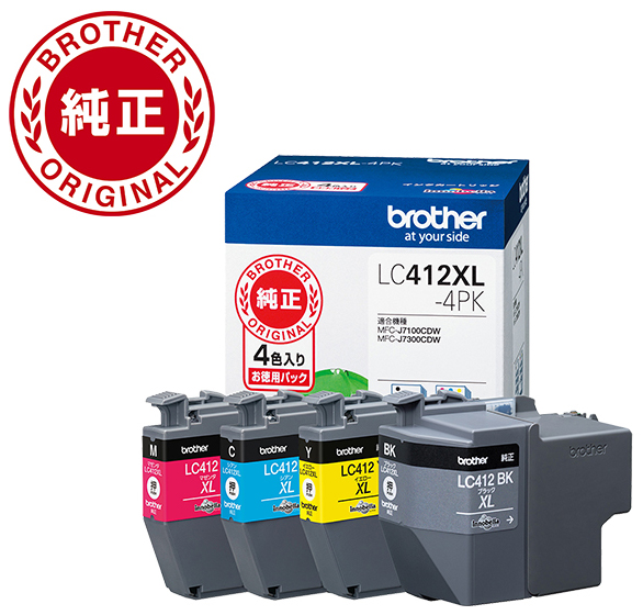 他サイト： ブラザー LC412XL-4PK [純正] インクカートリッジ (お徳用4色パック/大容量)brother[LC412XL4PKの商品画像