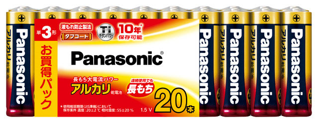 他サイト： パナソニック LR6XJ/20SW アルカリ乾電池単3形 20本パックPanasonic[LR6XJ20SW] 返品種別Aの商品画像