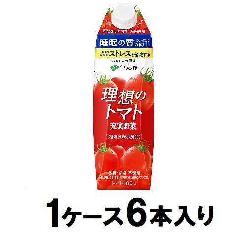 他サイト： 伊藤園 充実野菜 理想のトマト 屋根型キャップ 1L 紙パック(1ケース6本入) 返品種別Bの商品画像