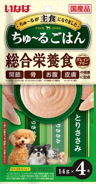 他サイト： いなばペットフード いなば 犬用ちゅ〜るごはん 総合栄養食 とりささみ 14g×4本 返品種別Bの商品画像