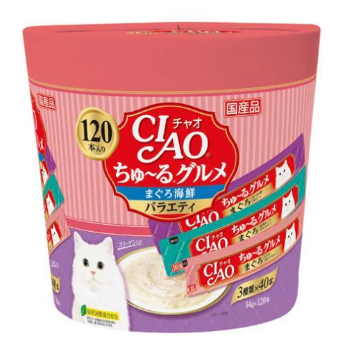 他サイト： いなばペットフード CIAO ちゅ〜るグルメ まぐろ海鮮バラエティ 14g×120本 返品種別Bの商品画像