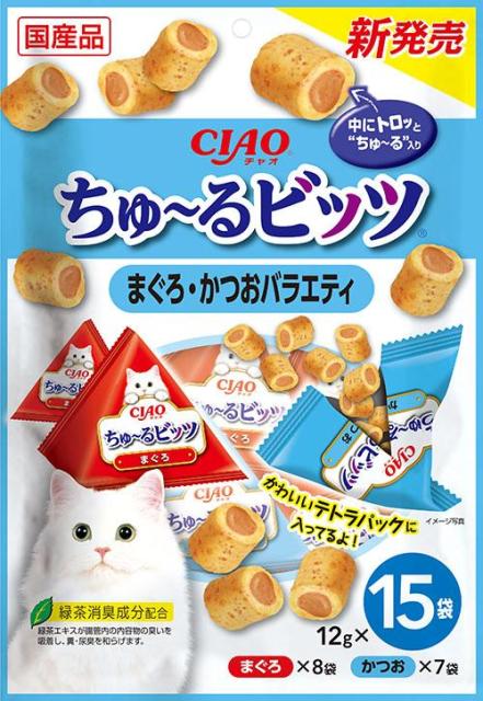 他サイト： いなばペットフード CIAO ちゅーるビッツ まぐろかつおバラエティ 12g×15袋 返品種別Bの商品画像