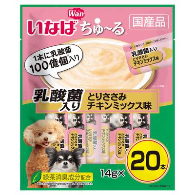他サイト： いなばペットフード いなば WANちゅ〜る 乳酸菌入り とりささみ チキンミックス味 14g×20本 返品種別Bの商品画像