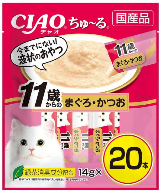 他サイト： いなばペットフード CIAO ちゅ〜る 11歳からのまぐろ・かつお 14g×20本 返品種別Bの商品画像