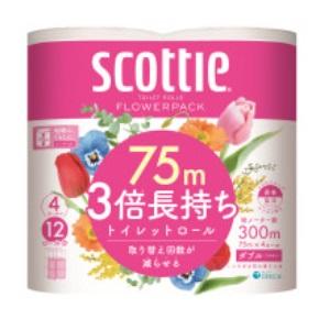 他サイト： 日本製紙クレシア スコッティ フラワーパック 3倍長持ち 4ロール(ダブル) 返品種別Aの商品画像