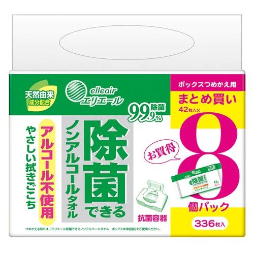 他サイト： 大王製紙 エリエール 除菌できるノンアルコールタオル ボックスつめかえ用 42枚入×8個パック 返品種別Aの商品画像