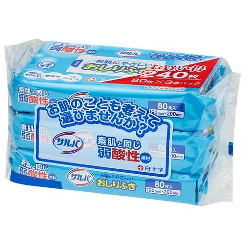 他サイト： 白十字 サルバ お肌にやさしいおしりふき 3個パック 返品種別Aの商品画像