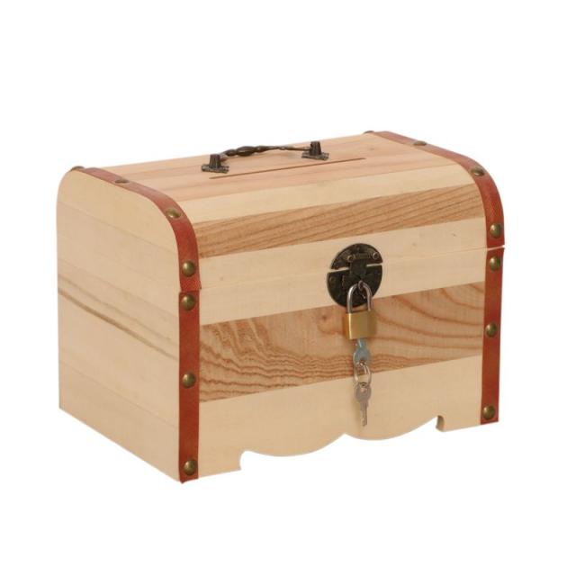 貯金箱 置物 宝箱風 サイドスタッズ付き ツートン 木箱 レトロ風 木製 鍵付き 大 の通販はau Pay マーケット ノイシュタット
