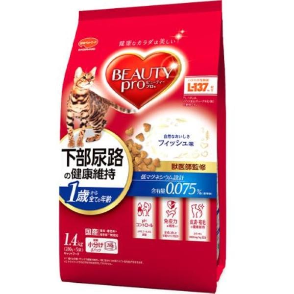 他サイト： ビューティープロ キャット 猫下部尿路の健康維持 1歳から フィッシュ味 1.4kg(280g×5袋)の商品画像