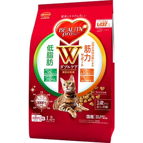 他サイト： 【SALE】ビューティープロ キャット Wケア 低脂肪・筋力サポート 1.2kg(240g×5袋)の商品画像