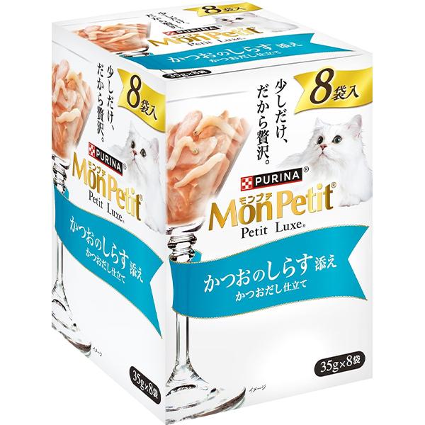 他サイト： モンプチ プチリュクスパウチ かつおのしらす添え 35g×8袋入の商品画像
