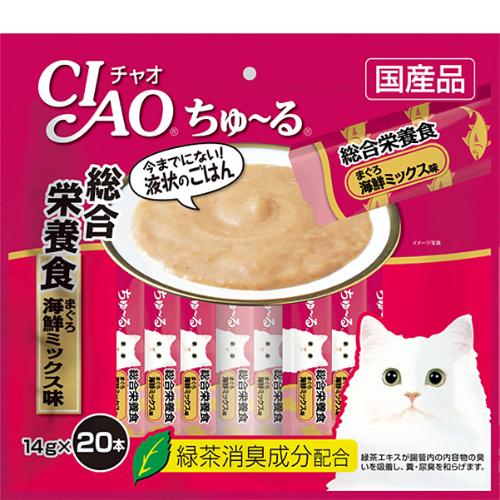 他サイト： チャオ ちゅ〜る 総合栄養食 まぐろ 海鮮ミックス味 14g×20本[ちゅーる]の商品画像