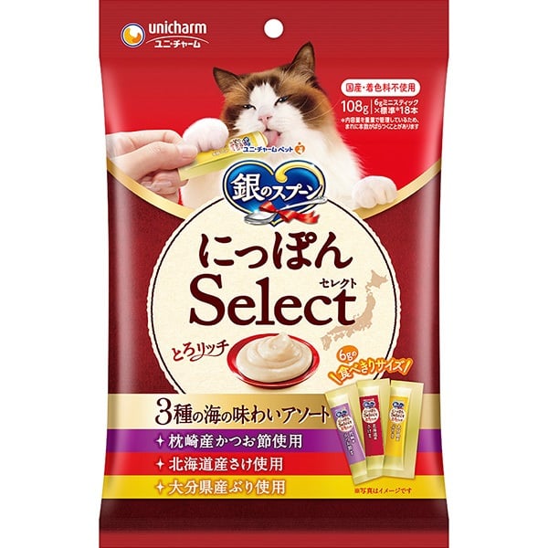 他サイト： 銀のスプーン にっぽんSelect とろリッチ 3種の海の味わいアソート 108g(6g×18本)の商品画像