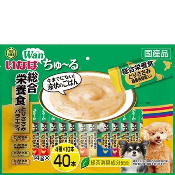 他サイト： いなば ちゅ〜る 犬用 総合栄養食 とりささみバラエティ 14g×40本 [ちゅーる]の商品画像