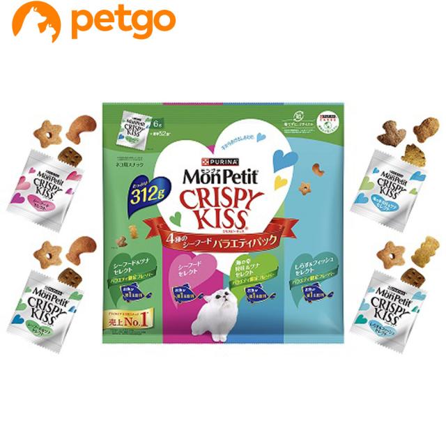 他サイト： モンプチ クリスピーキッス おやつ バラエティパック 4種のシーフード 312gの商品画像