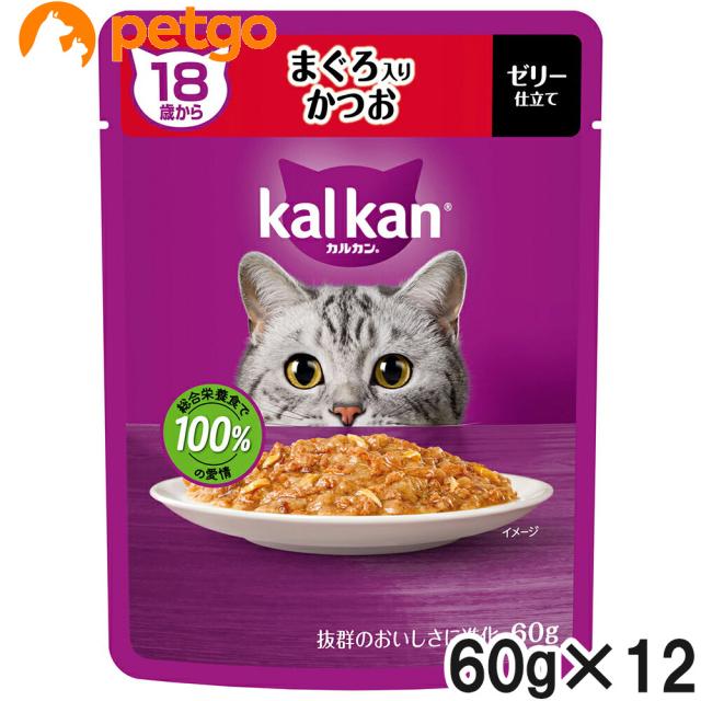 他サイト： カルカン パウチ 18歳から まぐろ入りかつお 60g×12袋【まとめ買い】の商品画像