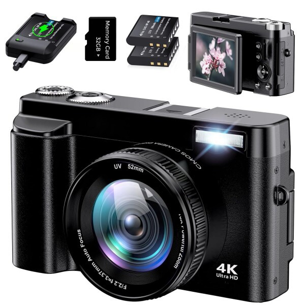 19,800円→15,800円12時間限定】 野暮ったく ビデオカメラ 4K 4800万画素 18