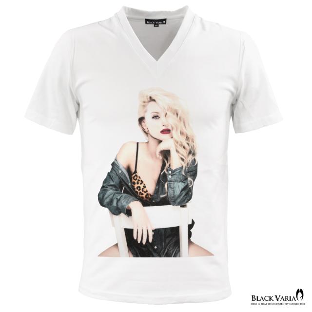 Tシャツ 半袖 ガール セクシー レディ フォトプリント Vネック メンズ ホワイト白 Zkt008の通販はau Pay マーケット ブラックバリア