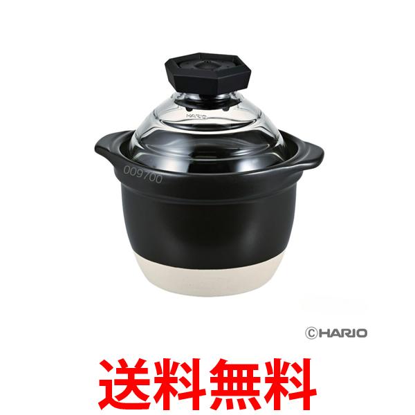 他サイト： ハリオ GNR-150-B-W フタがガラスのご飯釜1~2合 中が見える 耐熱ガラス 陶器 HARIO 送料無料の商品画像