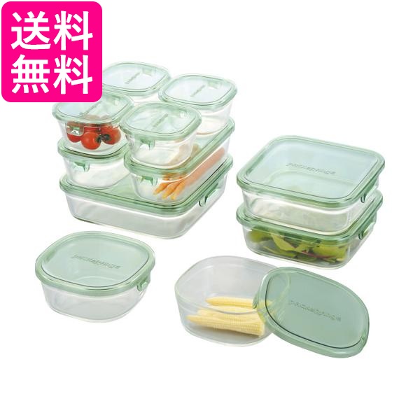 他サイト： イワキ PS-PRN-11G グリーン 耐熱ガラス 保存容器 11個セット パック&レンジ iwaki 送料無料の商品画像