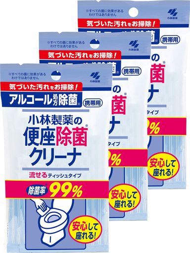 他サイト： 【まとめ買い】小林製薬の便座除菌クリーナ 携帯用流せるシート アルコール除菌 トイレ掃除に 10枚×3個の商品画像