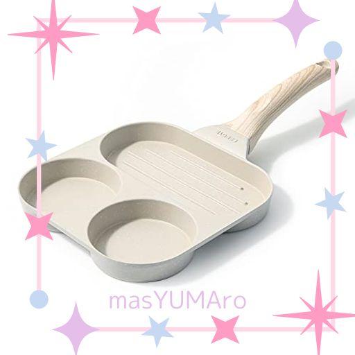 他サイト： CAROTE カローテ 目玉焼きフライパン 仕切りパン 3IN1 2つ穴円形フライパン IH対応 PFOA PFOS フリー くの商品画像